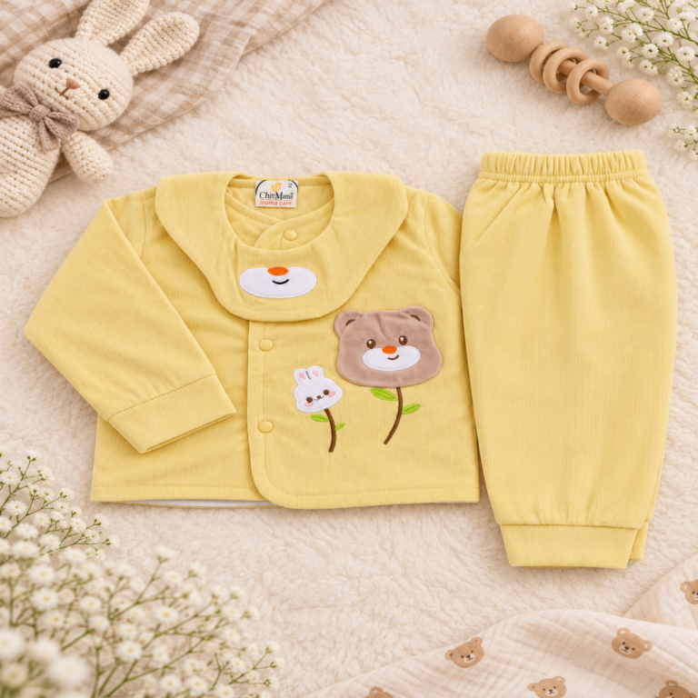 Cozy Pale Yellow Newborn Outfit Flat Lay-1080x1080