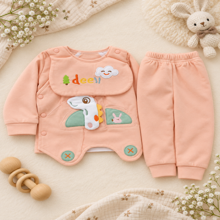 Peach-Pink Newborn Outfit Flat Lay-1080x1080
